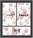 Birthday party banners with air balloons and serpentine.