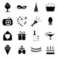 Birthday Party Celebrate Isolated Silhouette Icons and Symbols Set Vector Illustration Royalty Free Stock Photo