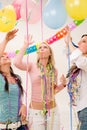 Birthday party celebration - woman with confetti Royalty Free Stock Photo