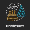 Birthday party chalk concept icon. Customer service experience idea. Client satisfaction survey, review. Quality