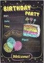 Birthday party chalkboard design. Royalty Free Stock Photo