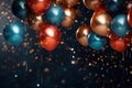 Birthday party colourful balloons. Christmas Celebration and festive background