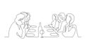 Birthday party continuous one line vector drawing