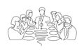 Birthday party continuous one line vector drawing