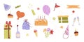 Birthday party decoration elements set Royalty Free Stock Photo