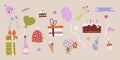 Birthday party decoration elements set Royalty Free Stock Photo