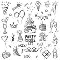 Birthday party doodle set Royalty Free Stock Photo