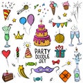 Birthday party doodle set