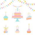 Birthday Party Elements. Royalty Free Stock Photo