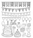 Birthday party elements, vector illustration