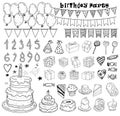 Birthday party elements, vector illustration Royalty Free Stock Photo