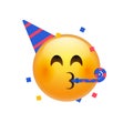 Birthday party emoji celebrate emoticon. Happy birthday face hat emoji