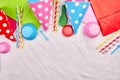 Birthday or party greeting card, colorful festival items, party Royalty Free Stock Photo