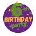 birthday party greeting card or postcard. Cartoon Royalty Free Stock Photo