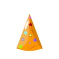 Birthday party hat isolated on white background. Carnival festive cap for celebration holiday. Happy new year, christmas concept. Royalty Free Stock Photo