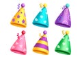 Birthday party hat set vector design. Birthday hat and cap colorful collection for party and holiday celebrations. Royalty Free Stock Photo