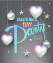 Valentines Day greeting card with pearl colored deco objects.