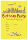 Birthday party invitation card with tableful