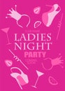 Ladies night banner with girl objects. Royalty Free Stock Photo