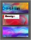 Bright banners with colorful absrtact fluid elements.