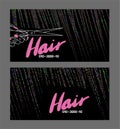 Hair stylist busines cards with multicolor made from dots hair.
