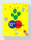 Birthday party invitation card. You are invited! 10th birthday