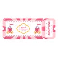 Birthday party invitation in the style of a pink circus. Ticket. Vector Royalty Free Stock Photo