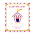 Birthday party invitation in the style of a pink circus. Party. Vector Royalty Free Stock Photo