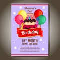 Birthday party invitation theme with cake birthday present Royalty Free Stock Photo