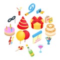 Birthday party isometric icons Royalty Free Stock Photo