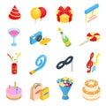 Birthday party isometric icons Royalty Free Stock Photo