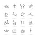 Birthday party line icons