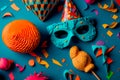 Birthday Party Set Flat Composition  Generative AI Royalty Free Stock Photo