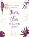 Invitation template with tropical leaves