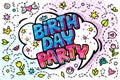 Birthday Party word bubble. Message in pop art comic style Royalty Free Stock Photo