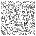 Birthday pattern Hand drawn line art vector illustration Royalty Free Stock Photo