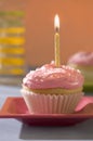 Birthday Pink Cupkake Royalty Free Stock Photo