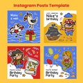 BIRTHDAY PIRATE POST TEMPLATE Design Cards Social Media Set