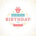 Birthday present bunting flag vintage greeting card typographic template vector illustration