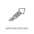 birthday rocket linear icon. Modern outline birthday rocket logo