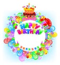 Birthday round bright banner with place for text