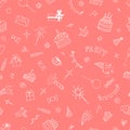 Birthday seamless pattern. Happy Birthday. Cute doodle background. Hand drawn party theme Royalty Free Stock Photo