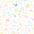 Birthday seamless pattern. Happy Birthday. Hand drawn party theme. Cute doodle background Royalty Free Stock Photo