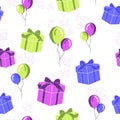 Birthday seamless pattern. Party packaging template. Wrapping paper.