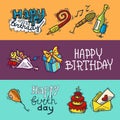 Birthday sketch banner set