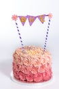 Birthday smash cake in white background