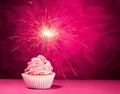 Birthday Sparkler Cupcake Royalty Free Stock Photo