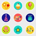 Birthday stickers set with icon