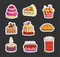 Birthday sweet cake. Sticker Bookmark