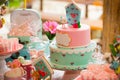 Birthday table with sweets for children party Royalty Free Stock Photo